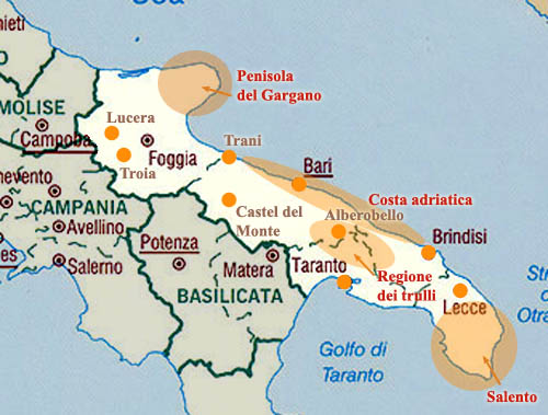 cartina della Puglia