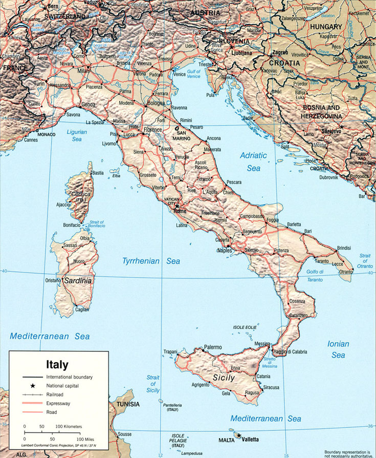 cartina rilievo italia