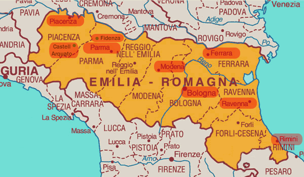 emilie romagne carte italie