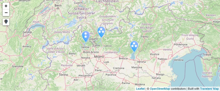 Mappa di Grandi laghi del nord Italia