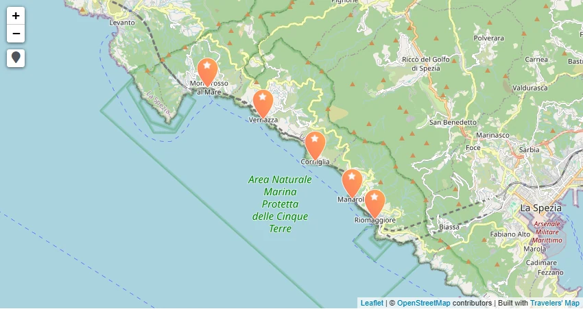 Mappa di Cinque Terre