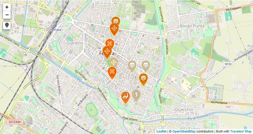 Mappa di Cosa vedere a Ferrara – Monumenti e musei