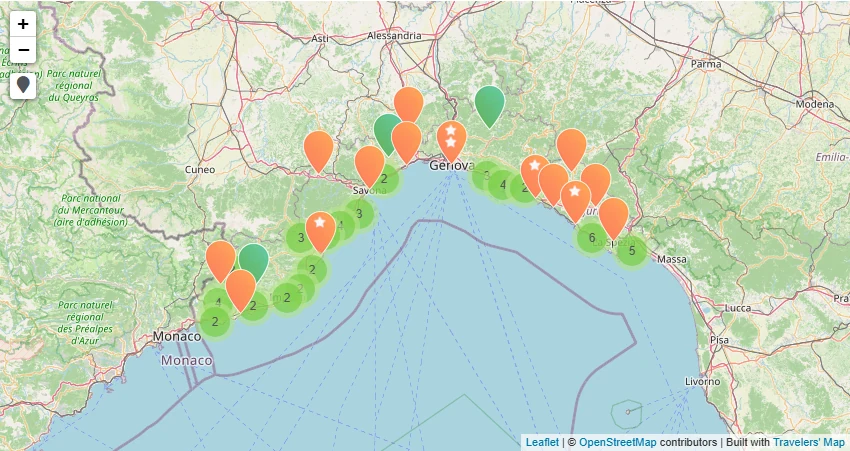 Carte de Que voir en Ligurie
