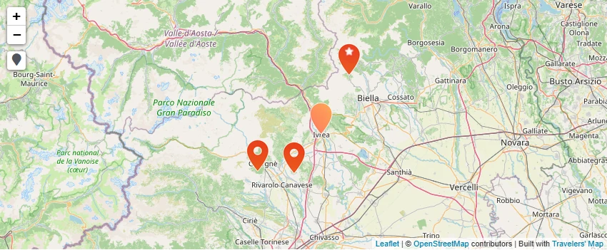 Map of Canavese and Biellese north of Turin