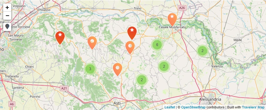 Mappa di Monferrato Astigiano e basso