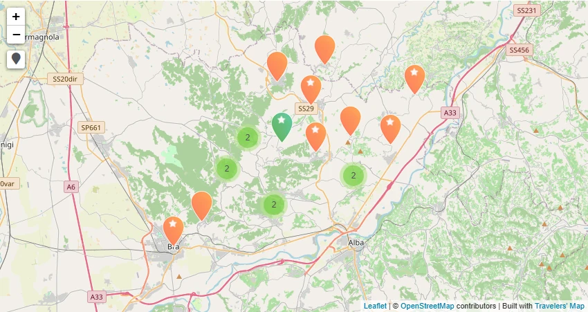 Map of Roero and surroundings