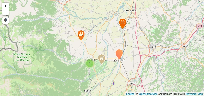 Mappa di Saluzzo e dintorni