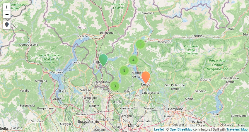 Carte de Que voir autour du Lac de Côme